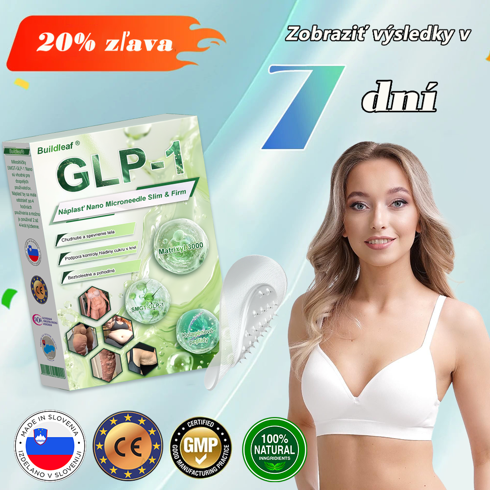 Náplasť BuildLeaf® SMGT-GLP-1 Nano s mikroihličkami s kolagénom a Matrixylom 3000 je zameraná na obezitu, ochabnutú pokožku, vysoký krvný tlak, cukrovku, stukovatenie pečene, bolesti kĺbov, mozgovú hmlu, nízku energiu, bolesti tela a ďalšie.