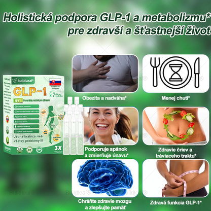 BuildLeaf® GLP-1 6-v-1 Health Solution Perorálna tekutina (Len raz denne, viditeľné zmeny už za 7 dní) Pre obezitu, kardiovaskulárne ochorenia, cukrovku, spánkové apnoe, zdravie čriev, problémy s kĺbmi a ďalšie