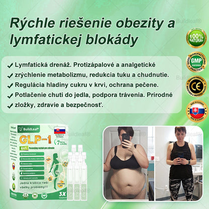 BuildLeaf® GLP-1 6-v-1 Health Solution Perorálna tekutina (Len raz denne, viditeľné zmeny už za 7 dní) Pre obezitu, kardiovaskulárne ochorenia, cukrovku, spánkové apnoe, zdravie čriev, problémy s kĺbmi a ďalšie