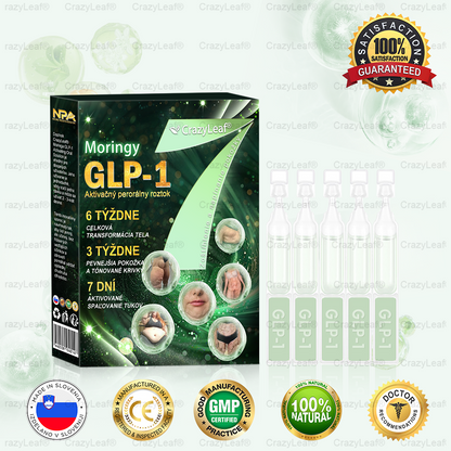 CrazyLeaf® Meglutide GLP-1 aktivačný perorálny roztok - Moringa • NAD+ • Yerba Maté - prírodná podpora chudnutia, proti starnutiu a metabolizmu cukru