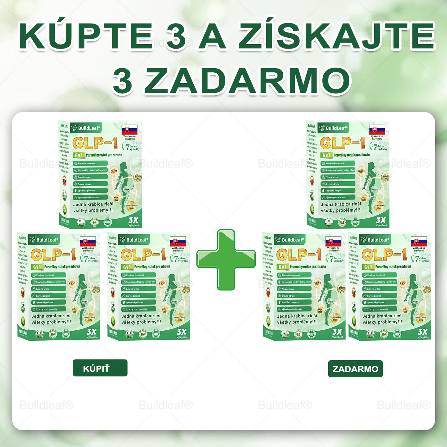 BuildLeaf® GLP-1 6-v-1 Health Solution Perorálna tekutina (Len raz denne, viditeľné zmeny už za 7 dní) Pre obezitu, kardiovaskulárne ochorenia, cukrovku, spánkové apnoe, zdravie čriev, problémy s kĺbmi a ďalšie