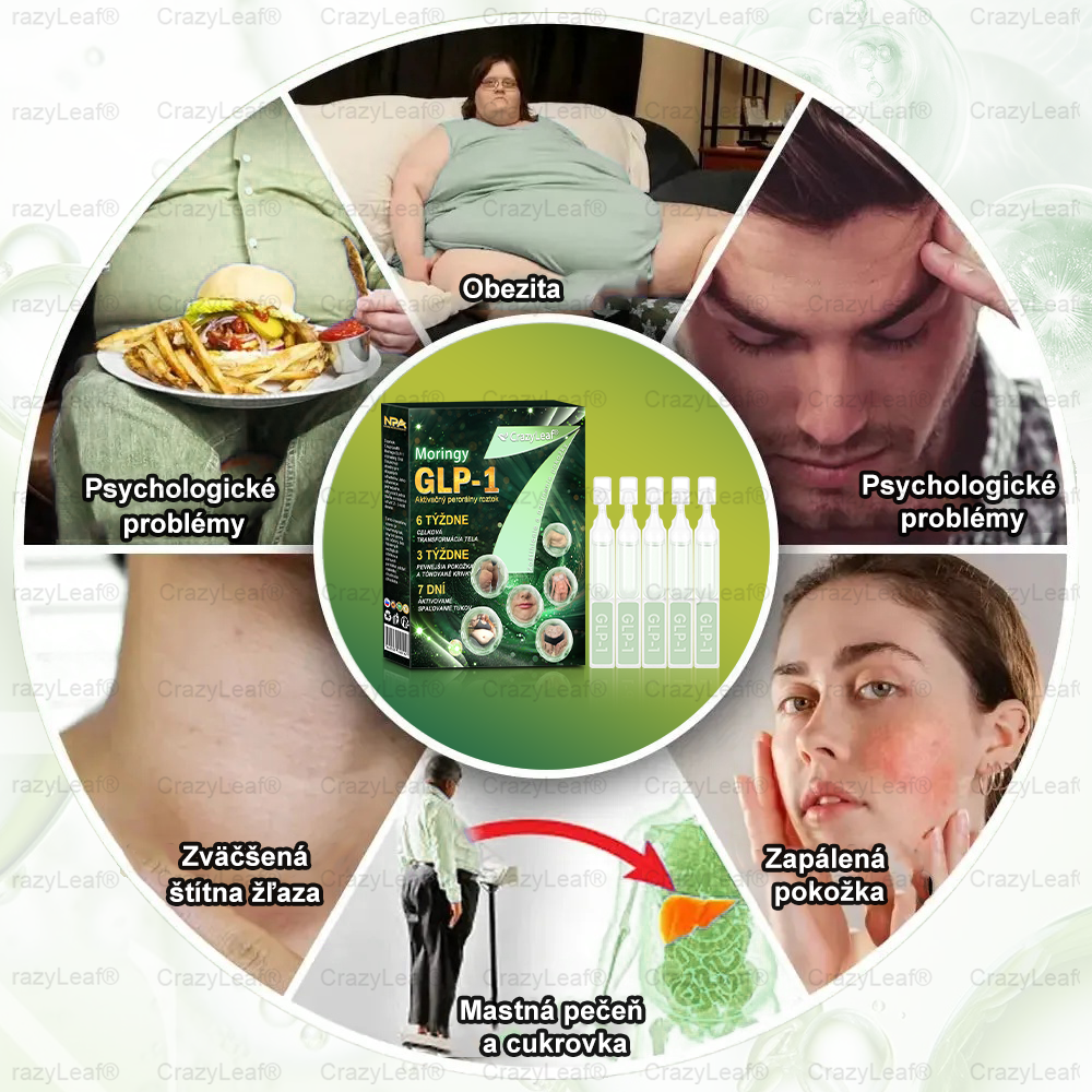 CrazyLeaf® Meglutide GLP-1 aktivačný perorálny roztok - Moringa • NAD+ • Yerba Maté - prírodná podpora chudnutia, proti starnutiu a metabolizmu cukru