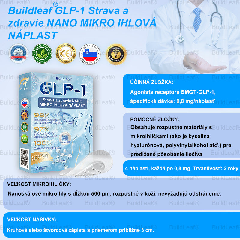 🏥Oficiálny obchod | Náplasť BuildLeaf® GLP-1 s nano-mikroihličkami, kolagénom a Matrixylom 3000 pre obezitu, kardiovaskulárne ochorenia, cukrovku, spánkové apnoe, problémy s kĺbmi a ďalšie
